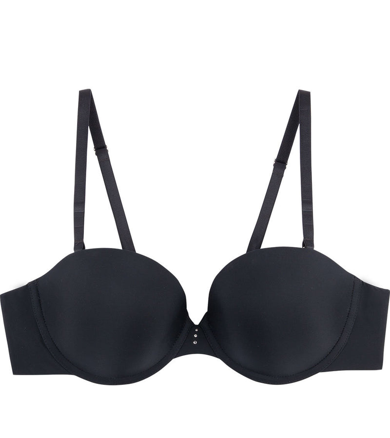 My Fit Smooth Strapless Bra in BLACK. Flat lay front view