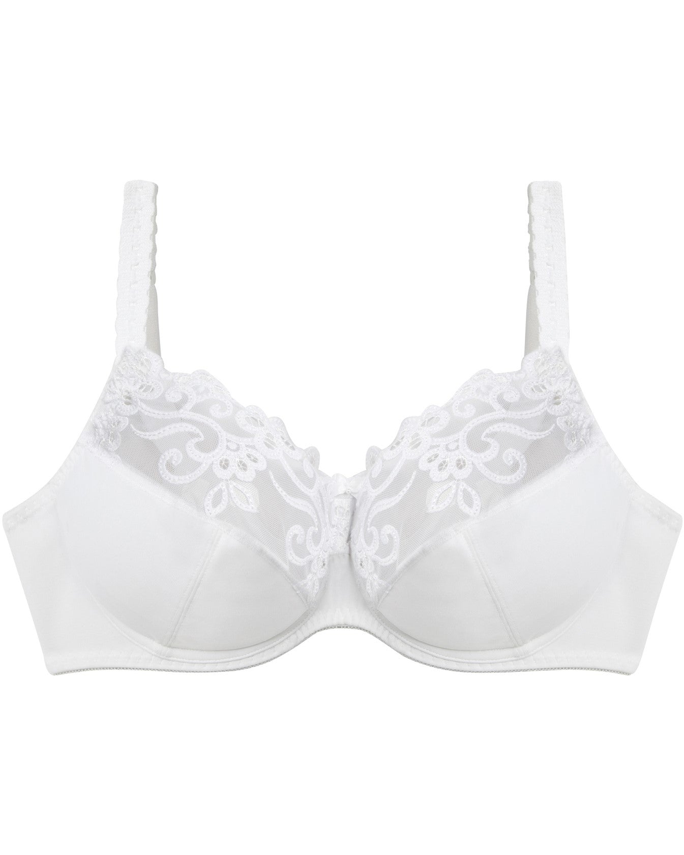 Coral Underwire Bra in WHITE. Flat lay front view