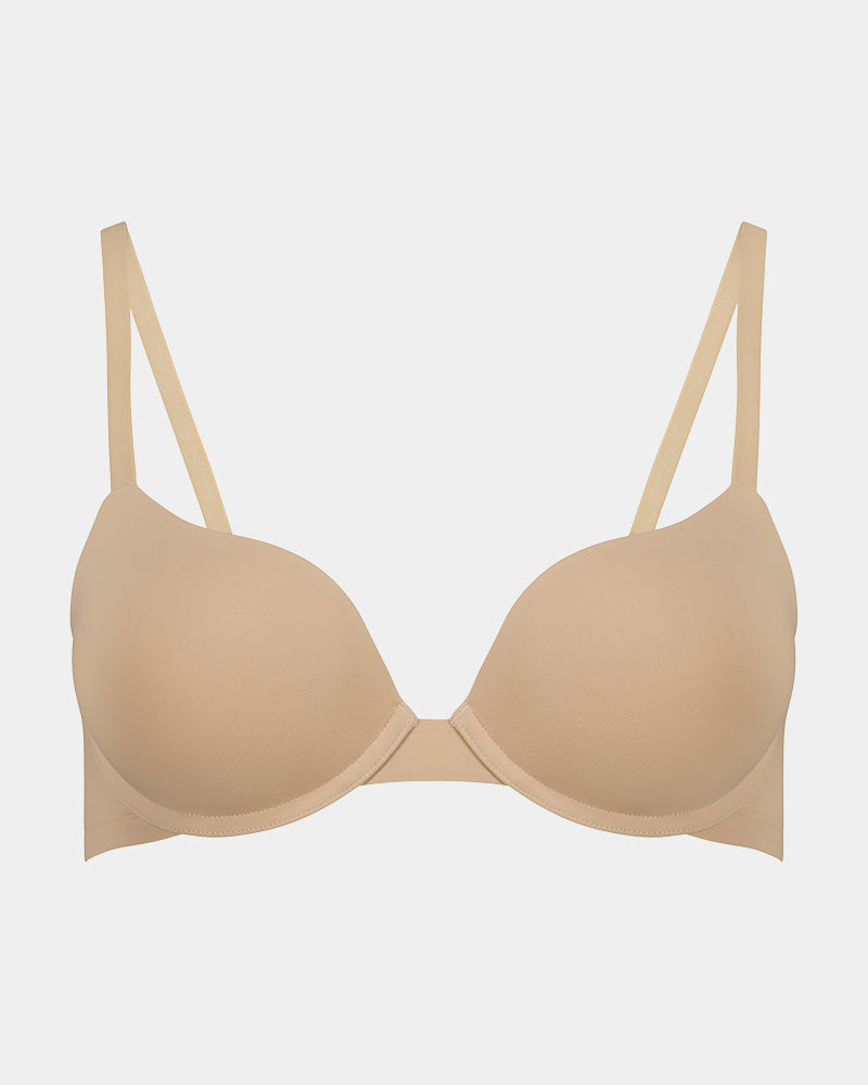 Bendon Essentials Push Up Bra in LATTE. Flat lay front view