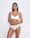 Model wears Simply Me Contour Bra in WHITE. On body front view