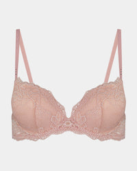 My Fit Lace Push Up Bra in EVENING SAND. Flat lay front view