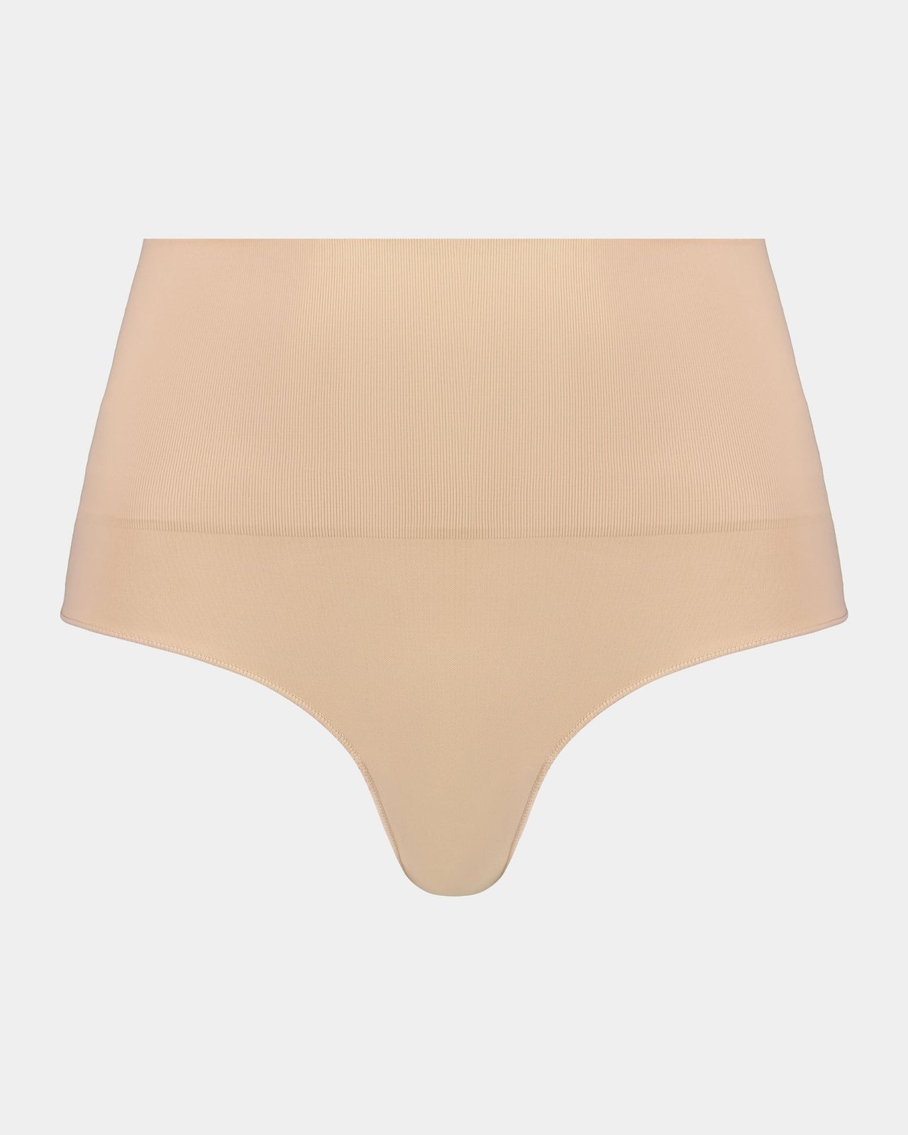 Bamboo Bodywear Thong in CARAMEL. Flat lay front view