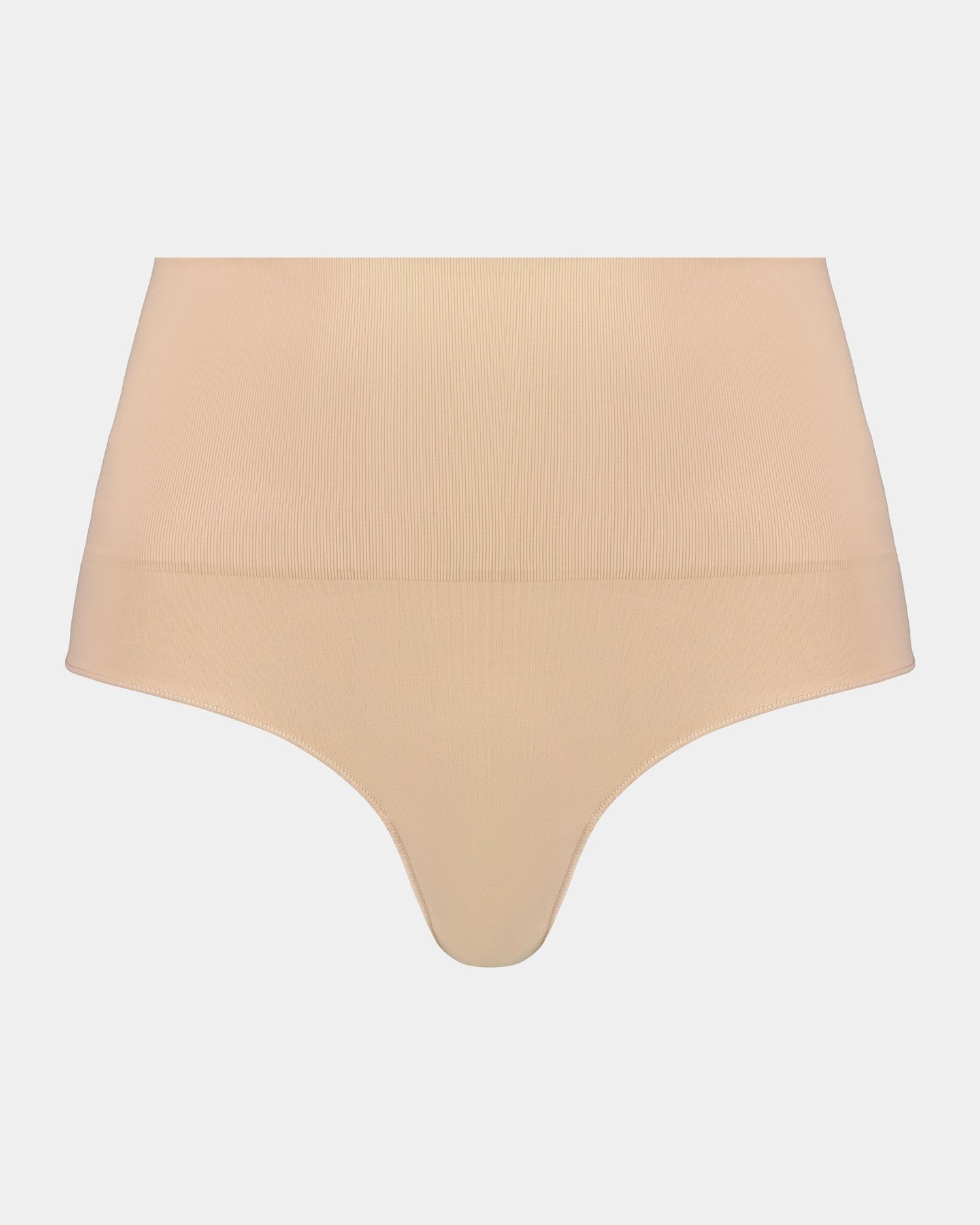 Bamboo Bodywear Thong in CARAMEL. Flat lay front view