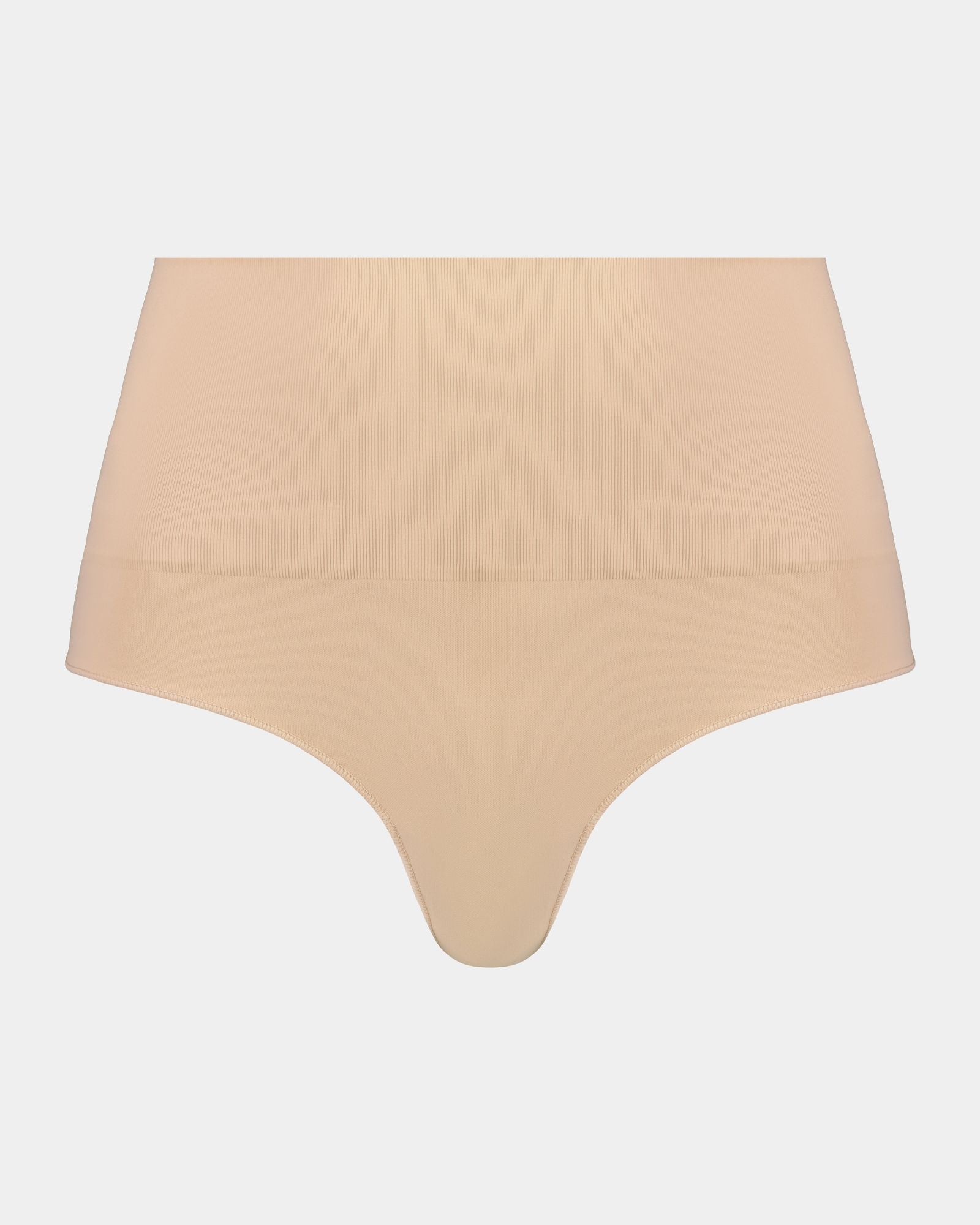 Bamboo Bodywear Thong in CARAMEL. Flat lay front view