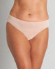 Model wears Au Naturel High Cut Brief in LATTE. On body front view