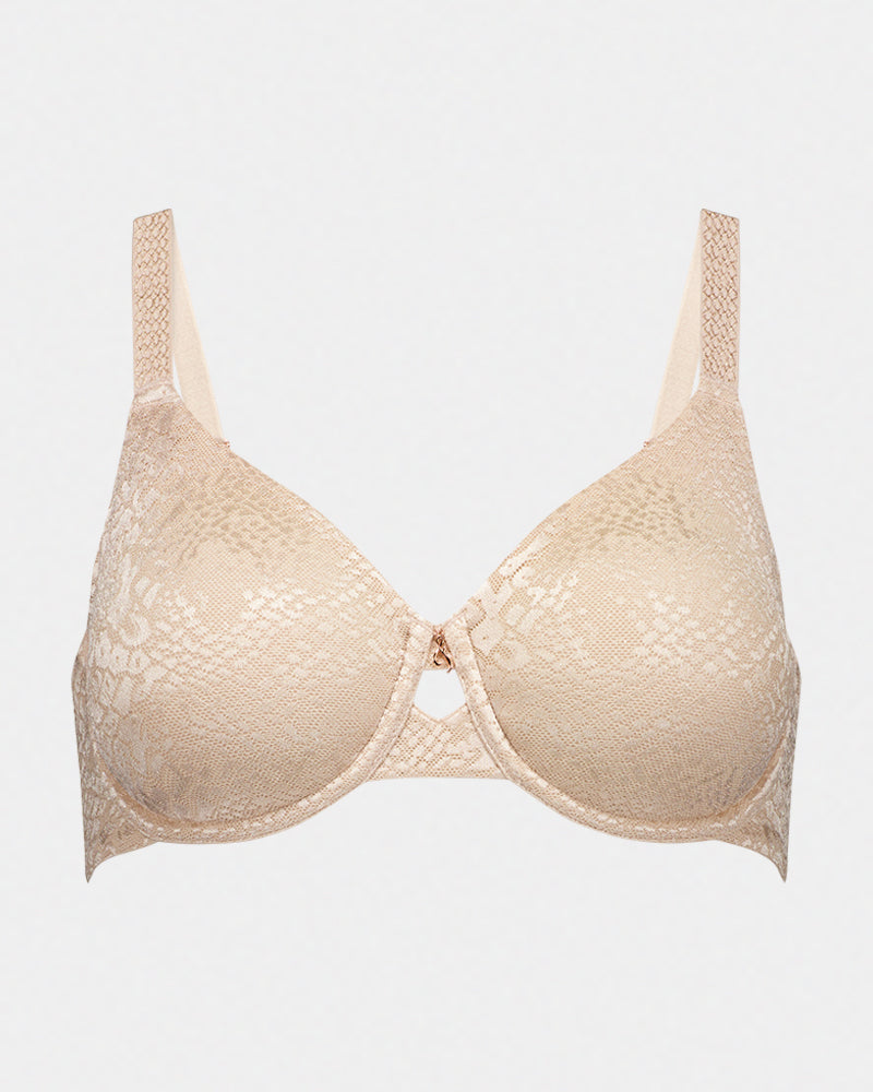 Manifest Underwire Bra in LATTE. Flat lay front view