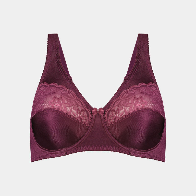 Classic Underwire Underwire Bra in GRAPE WINE. Flat lay front view