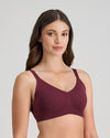 Model wears Comfit Collection Wire Free Bra in FIG. On body side view