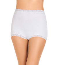 Model wears Bendon Cotton Full Brief in WHITE. On body front view