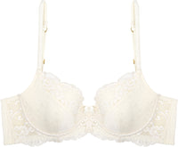 Body Lace Contour Bra in ANTIQUE WHITE. Flat lay front view
