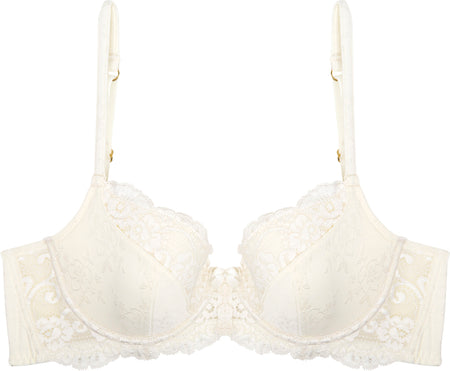 Body Lace Contour Bra in ANTIQUE WHITE. Flat lay front view