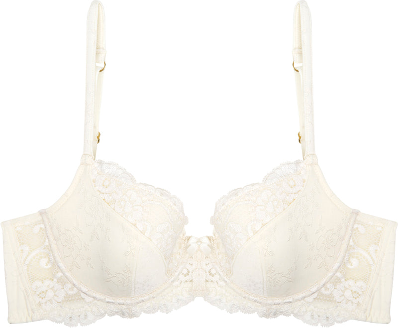 Body Lace Contour Bra in ANTIQUE WHITE. Flat lay front view