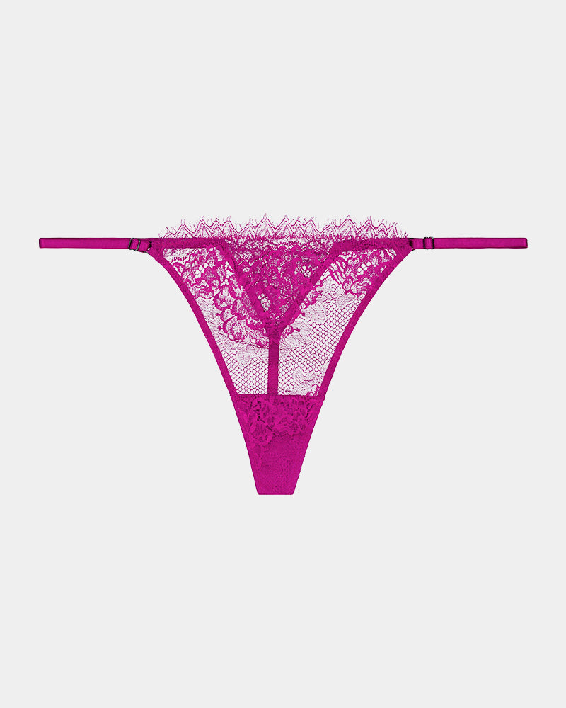 Eva Jean Thong in FANTASY FUCHSIA. Flat lay front view