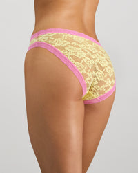 Leo Bikini in LEMON/FUCHSIA PINK. Flat lay back view
