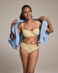 Elevate High Cut Brief in LEMON MERINGUE. Feature shot