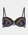 Adaline Contour Bra in BLACK FLORAL PRINT. Flat lay front view
