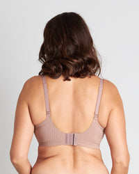 Model wears Comfit Collection Contour Bra in MOCHA. On body back view