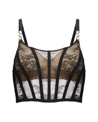 Scarlet Lover Corset in BLACK. Flat lay front view