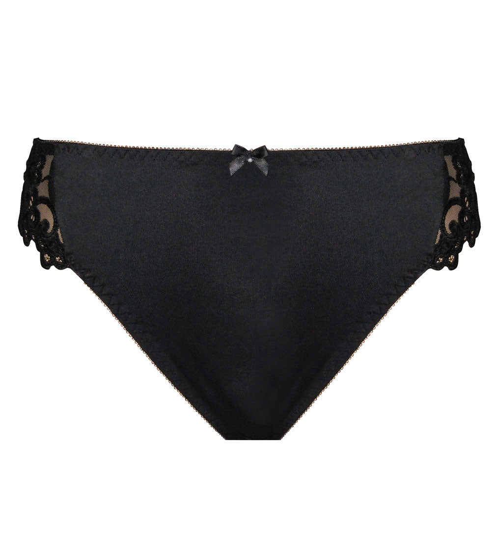 Coral High Cut Brief in BLACK. Flat lay front view