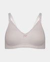 Elodie Maternity Bra in CRADLE PINK STRIPE. Flat lay front view