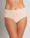 Model wears Au Naturel Full Brief in LATTE. On body front view