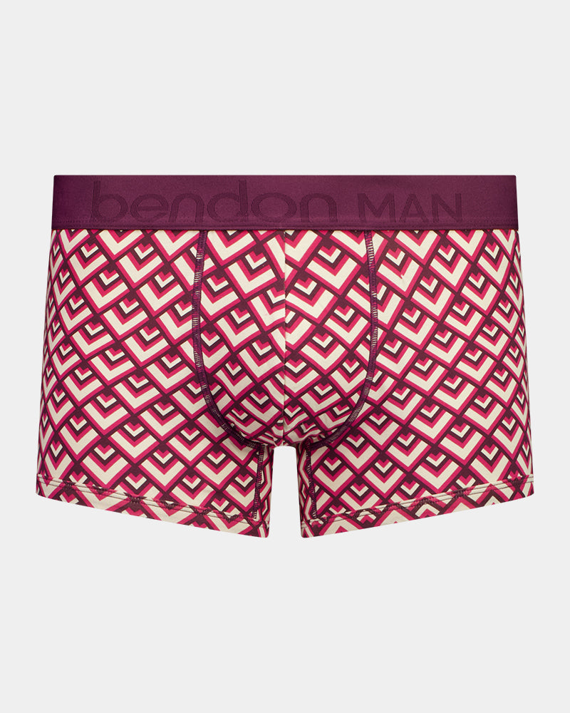 Retros Print Mens Trunk in ART TILE PRINT. Flat lay front view