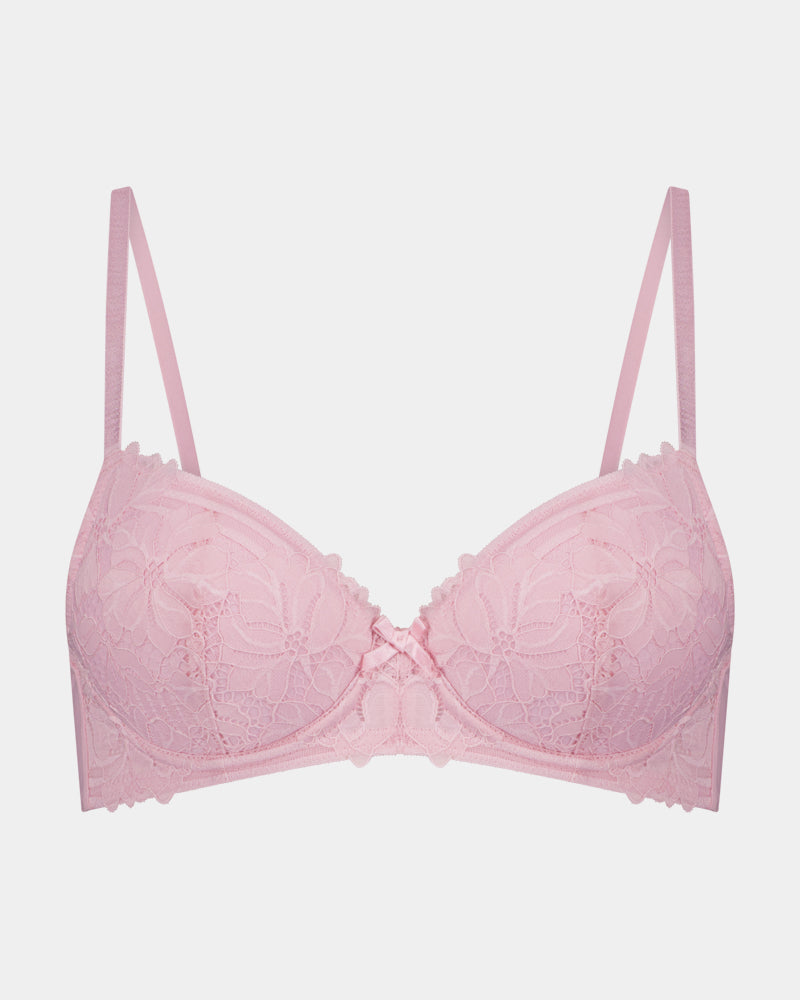 Alison Contour Bra in ICY PINK. Flat lay front view