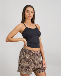 Sleigh The Night Boxer in WILD LYNX PRINT. Flat lay back view