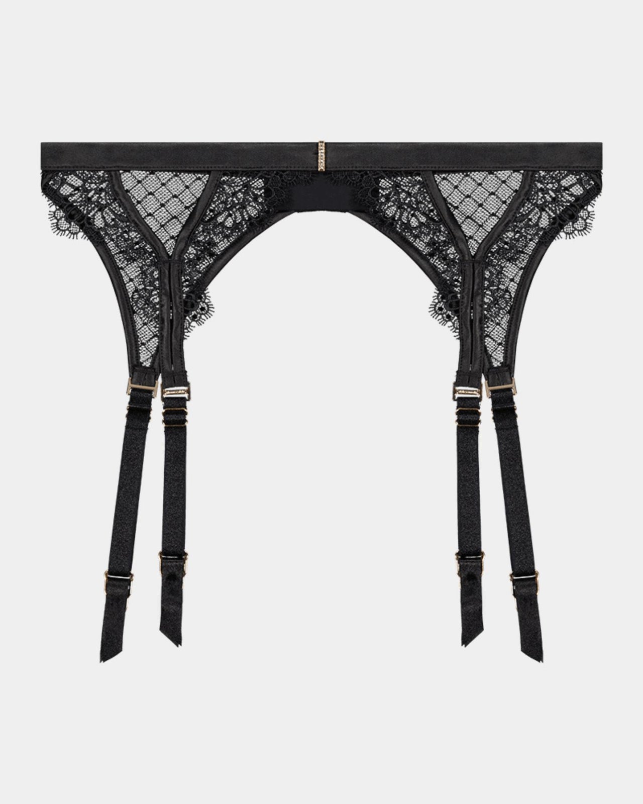 Bianca Nera Suspender in BLACK. Flat lay front view