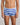 Model wears Rugby Stripe Mens Trunk in SKYWAY/DAZZLING BLUE. On body front view