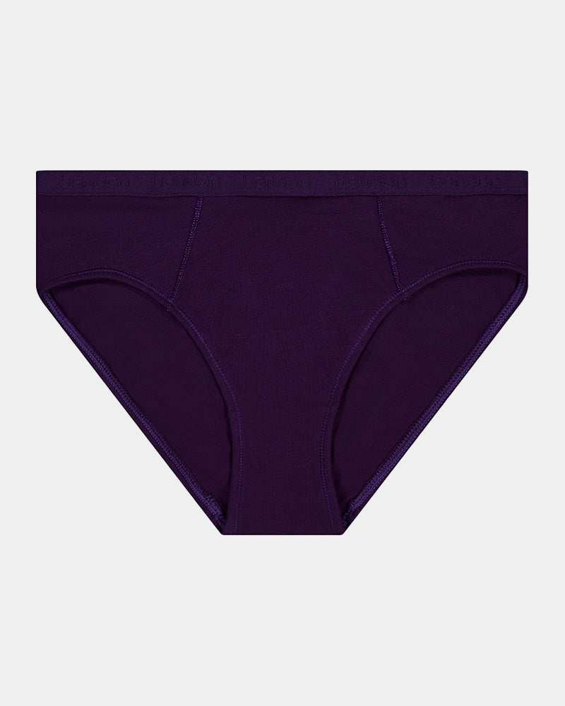 Body Cotton Bikini in PURPLE VELVET. Flat lay front view