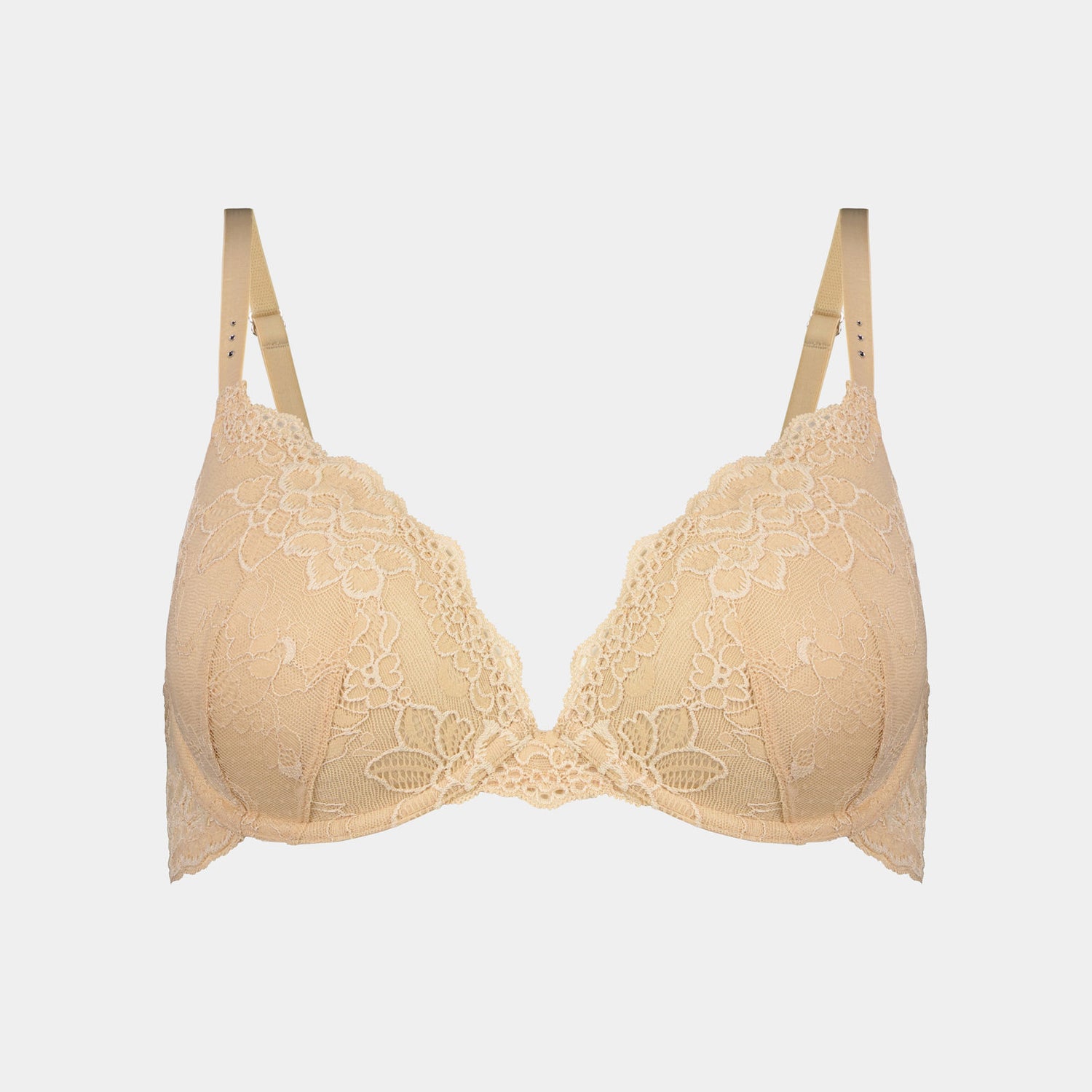 My Fit Lace Contour Bra in FRAPPE. Flat lay front view