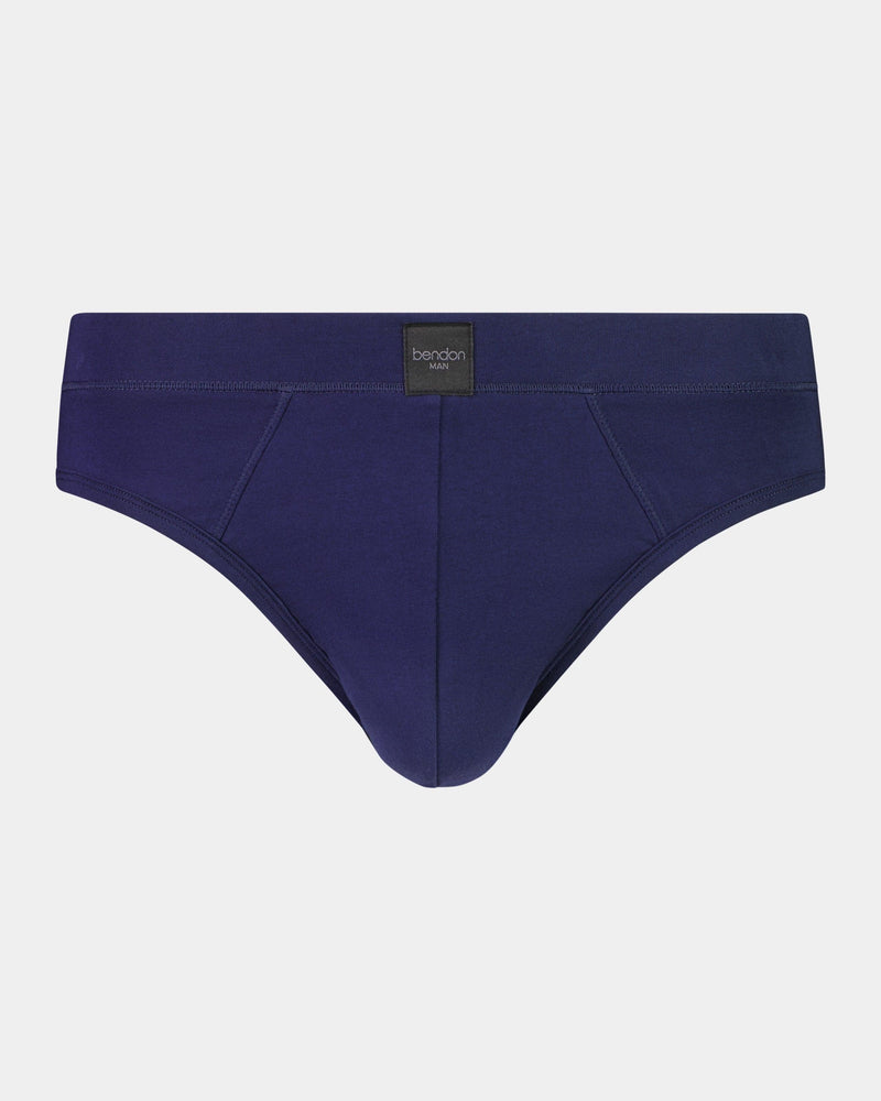 High Tech Cotton Mens Brief in PEACOAT. Flat lay front view