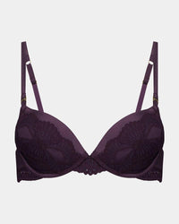 Palmer Push Up Bra in PLUM PERFECT. Flat lay front view