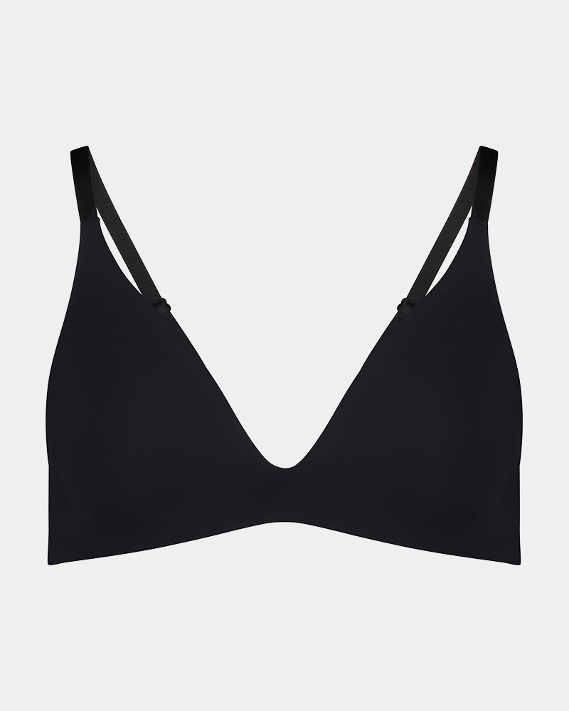 Bendon Essentials Wire Free Bra in BLACK. Flat lay front view