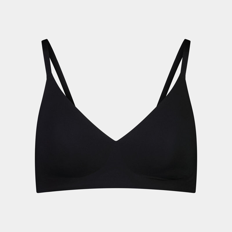 Comfit Collection Wire Free Bra in BLACK. Flat lay front view