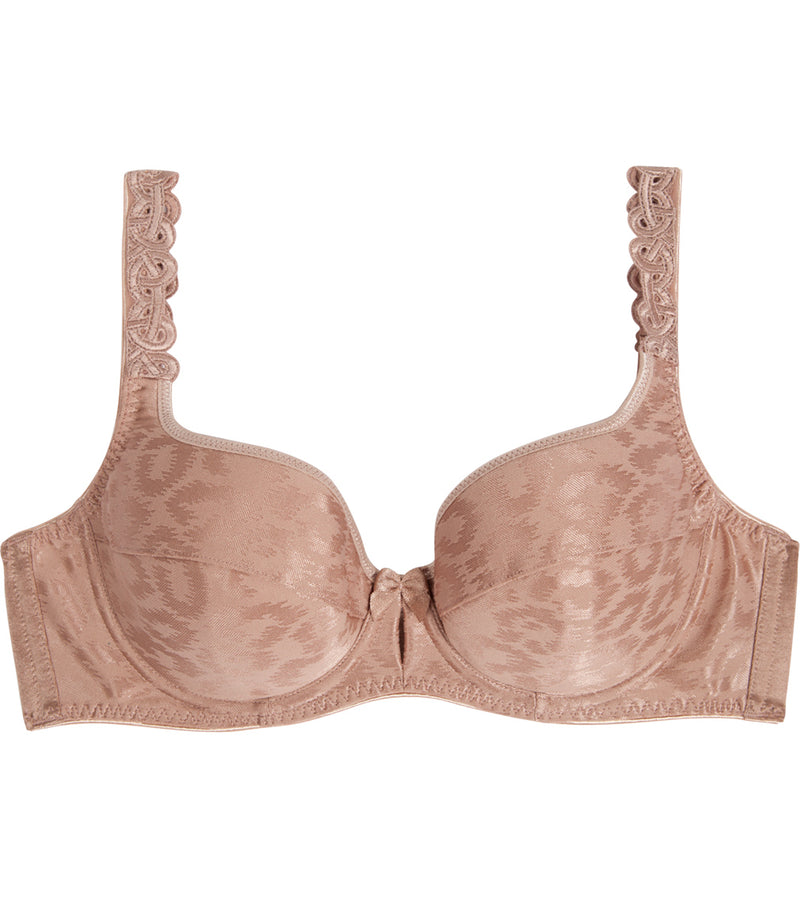 Damask Contour Bra in COCO CREME. Flat lay front view