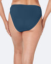 Model wears Coral High Cut Brief in REFLECTING POND. On body back view