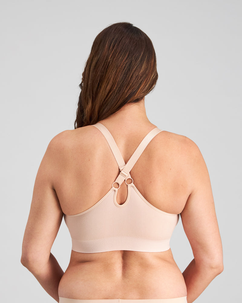 Bendon Restore Wire Free Front Opening Bra in LATTE. Flat lay back view