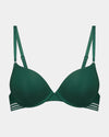 Stripe Elastic & Papertouch Push Up Bra in RAIN FOREST. Flat lay front view