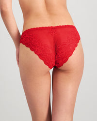 Model wears Delightfully So Bikini in SALSA. On body back view