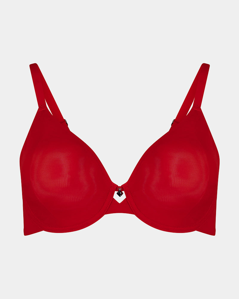 Lightweight Underwire Bra in SALSA. Flat lay front view