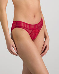 Model wears Lucille Bikini in JAZZY. On body side view
