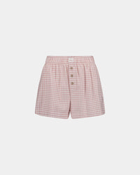 Cosy Flannel Short in ROSE MINI GINGHAM. Flat lay front view