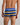 Model wears Rugby Stripe Mens Trunk in BLACK/SURF/OAK BUFF. On body back view