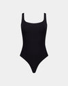 Extra-Ordinary Bodysuit in BLACK. Flat lay front view