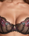 Niara Underwire Bra in BLACK/BEAUJOLAIS. Flat lay back view