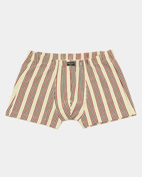 Cotton Stretch Mens Trunk in OATMEAL STRIPE. Flat lay front view