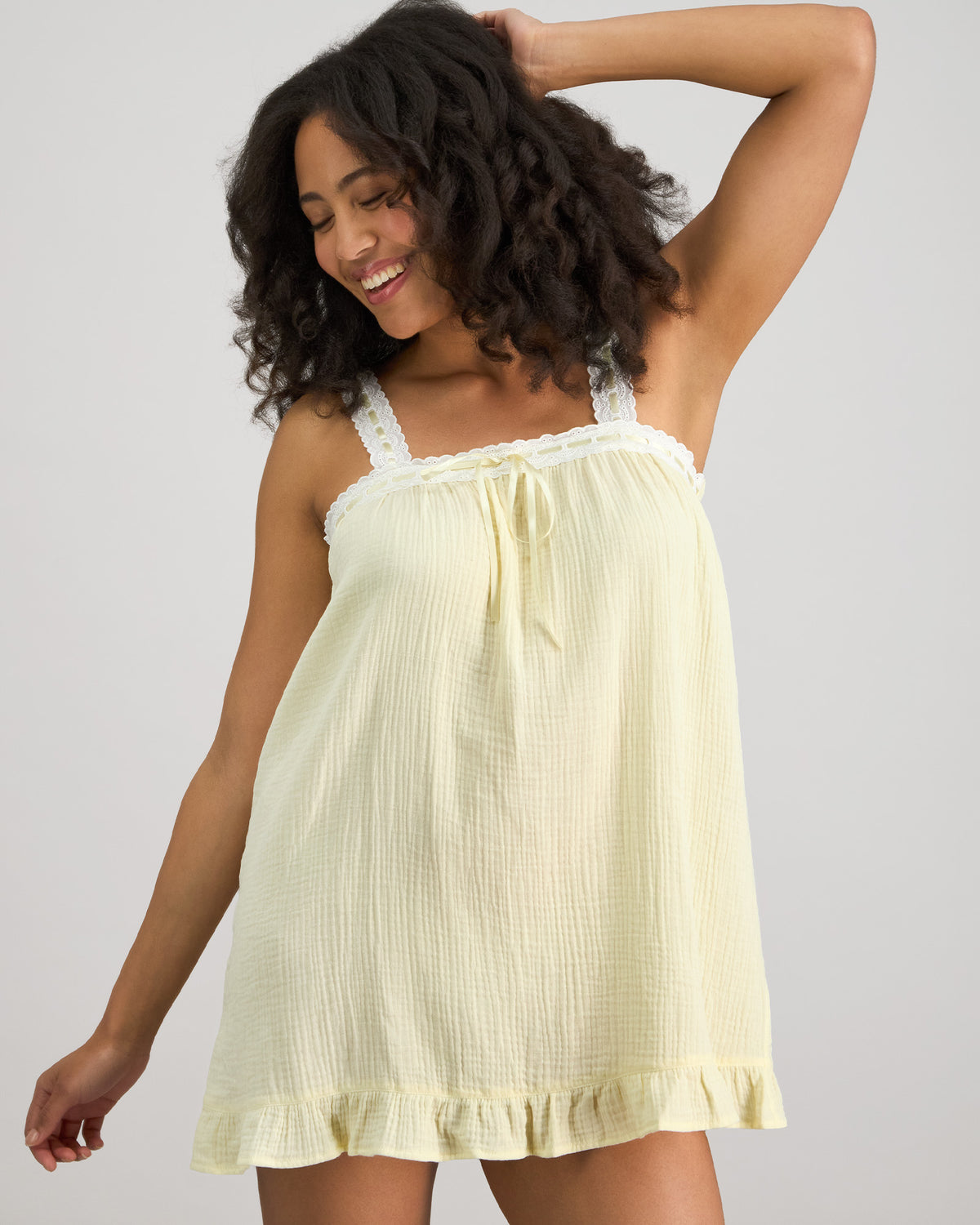 Bonbon Babydoll in TRANSPARENT YELLOW. Flat lay back view