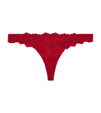 My Fit Lace Thong in RUMBA RED. Flat lay front view